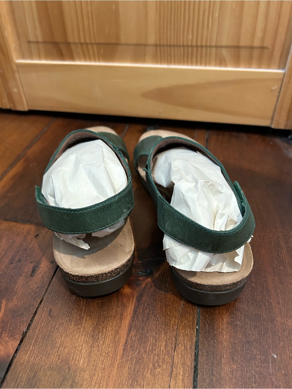 Dansko Dark Green Leather T-Strap Sandals - Picture 4 of 6